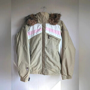 Columbia Convert Ski Jacket in Tan Pink size Medium Boardwear Waterproof